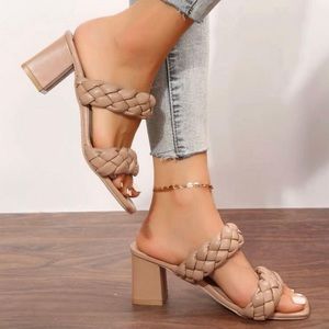Amazon Chunky Heel Beige Sandals